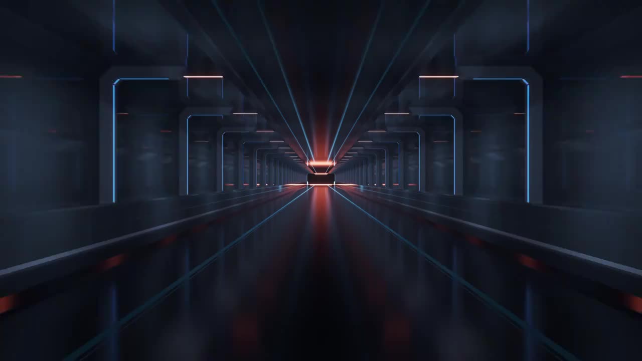 黑暗未来感隧道3D渲染视频下载