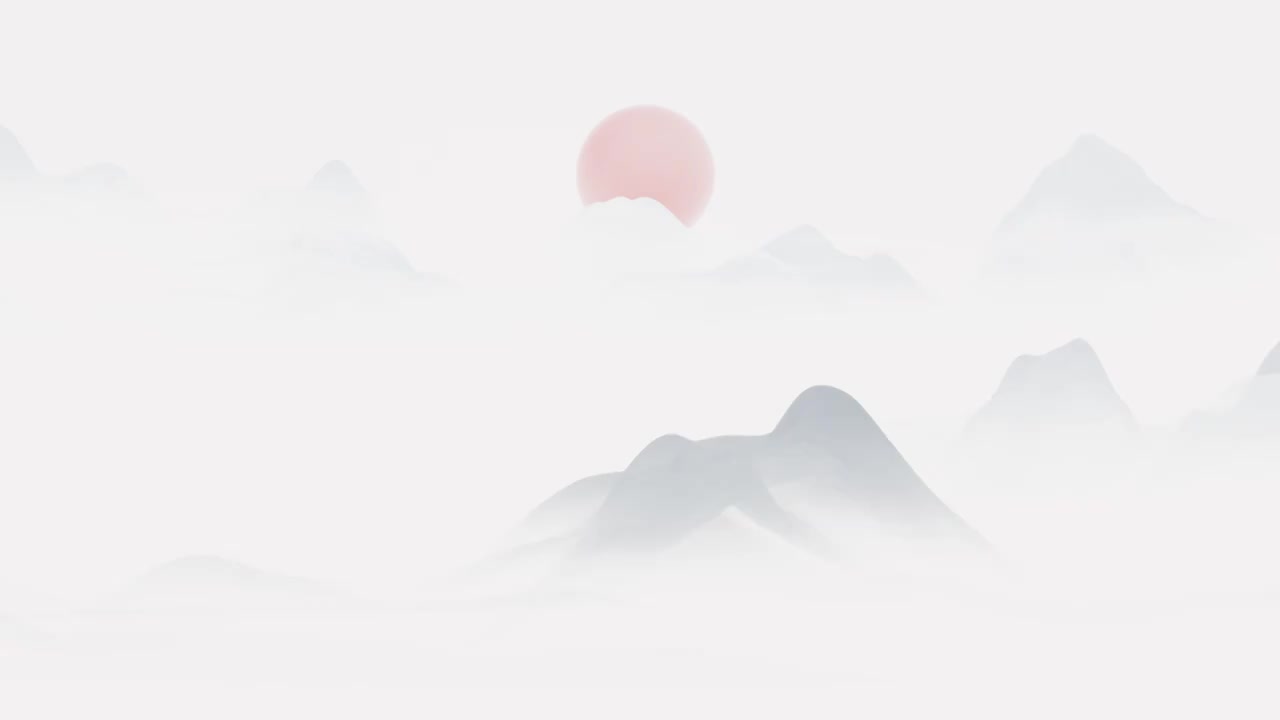 中国风水墨风格山水画视频下载