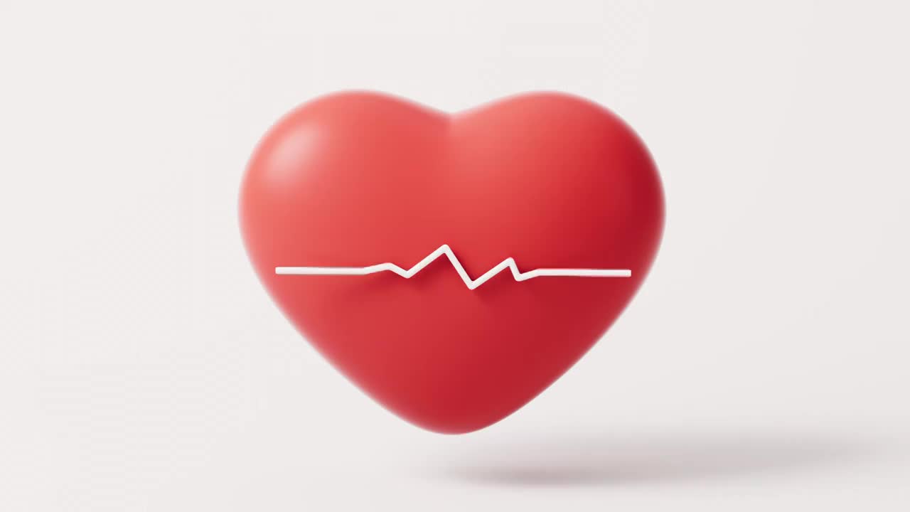 心脏与心电图循环动画3D渲染视频下载