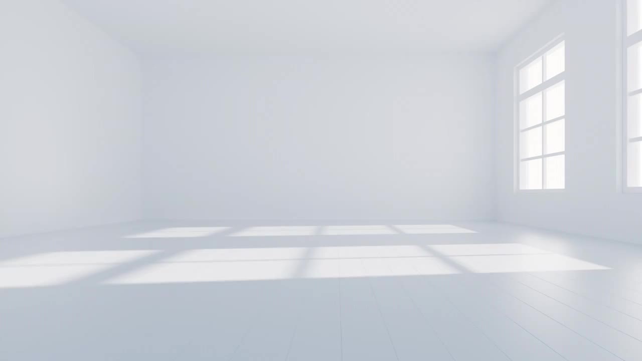 阳光照入室内空房间3D渲染视频下载