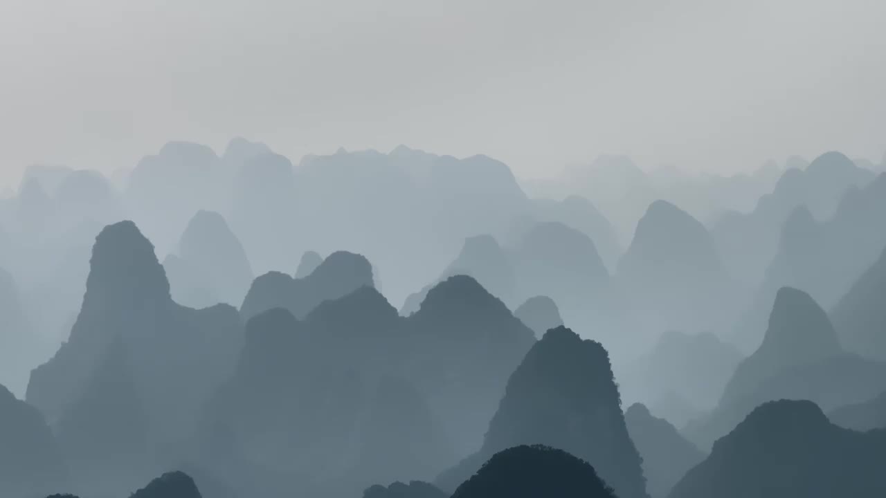 桂林山水喀斯特地貌中国山水画大气航拍中国宣传片视频素材