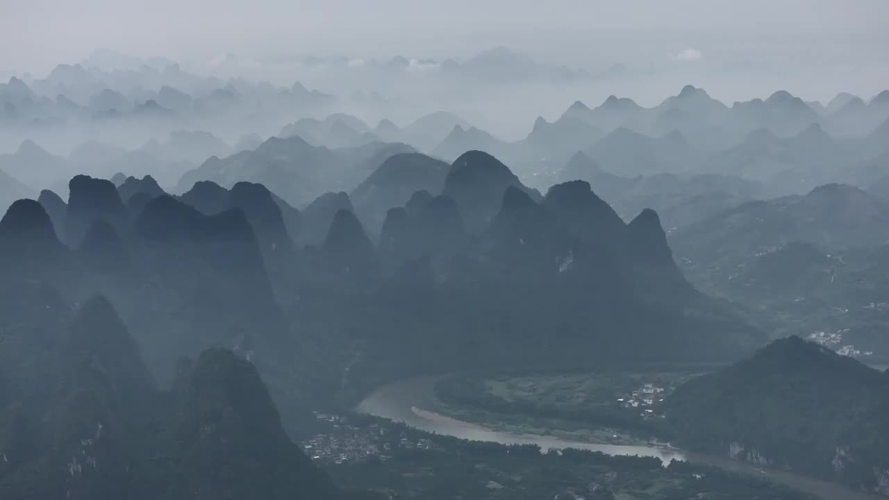 合集-桂林山水喀斯特地貌航拍中国宣传片视频素材