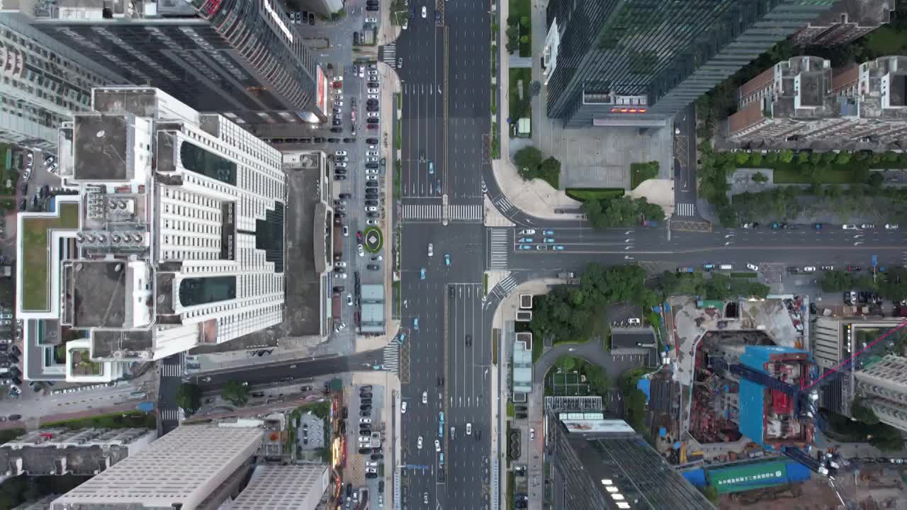 4k城市交通-深圳福田区福强路航拍视频素材