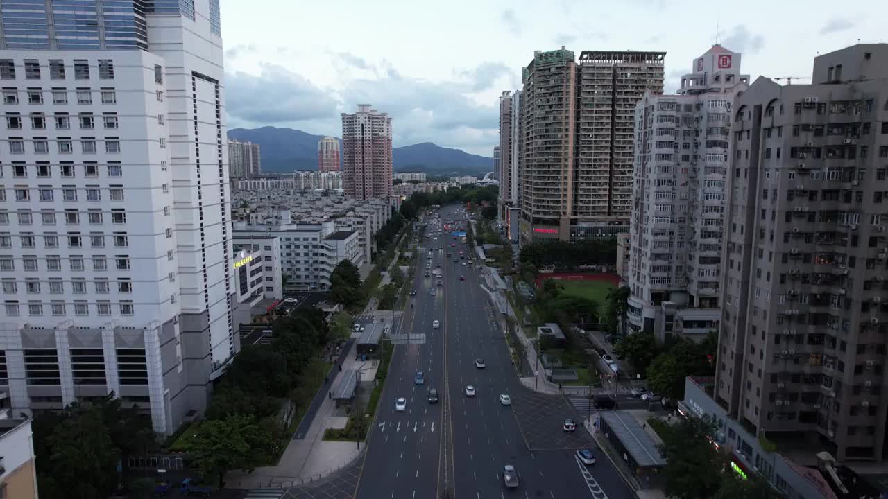 4k城市交通-深圳福田区福强路航拍视频素材