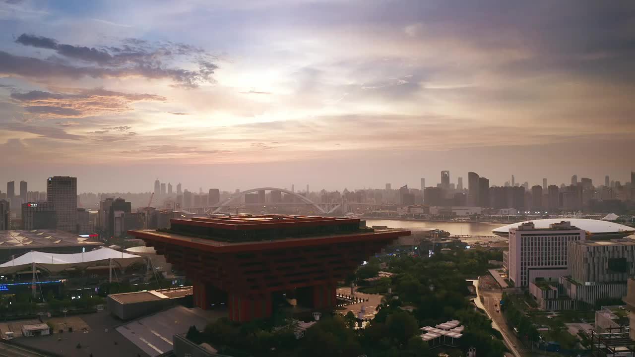 上海世博园中华艺术宫中国馆世博会航拍视频下载