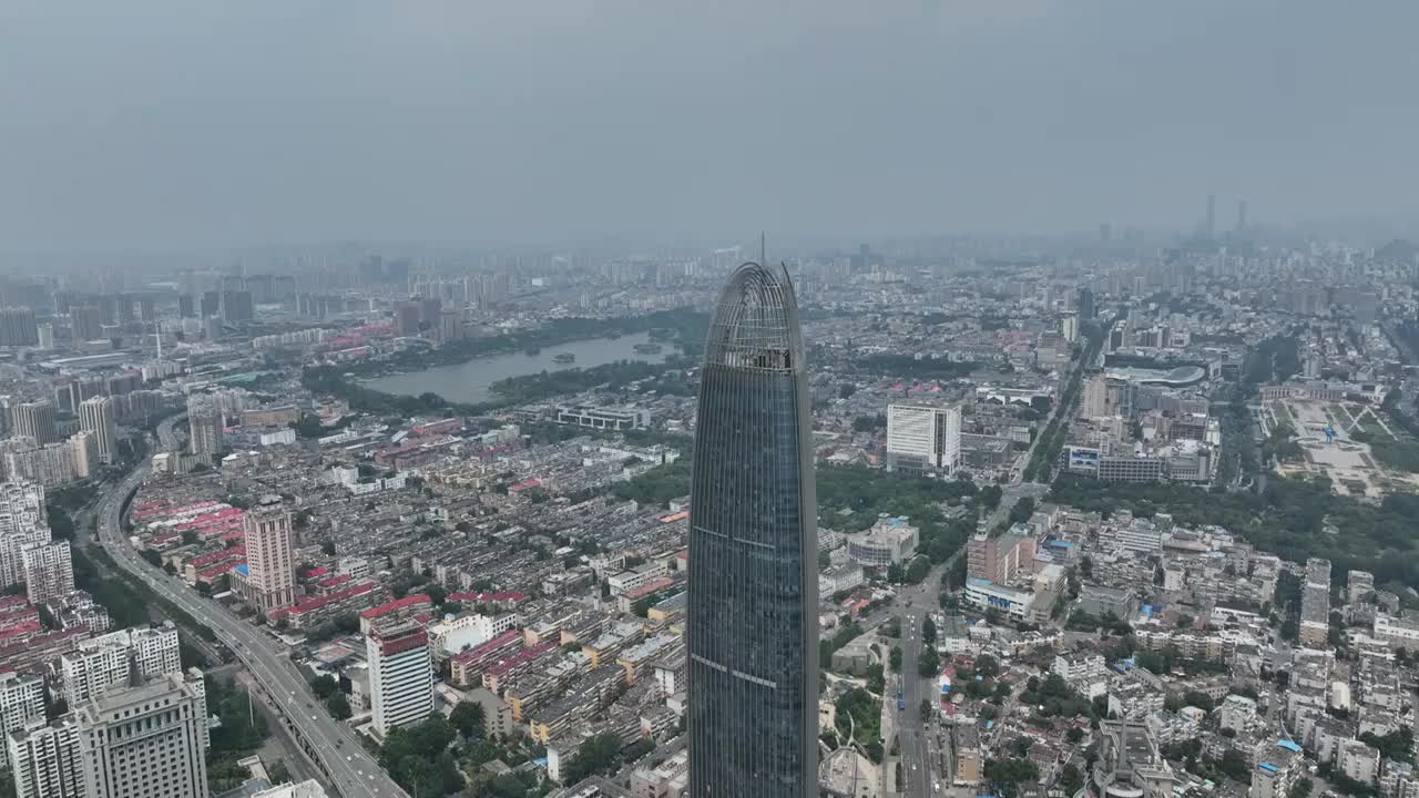 中国山东济南绿地普利中心航拍视频素材