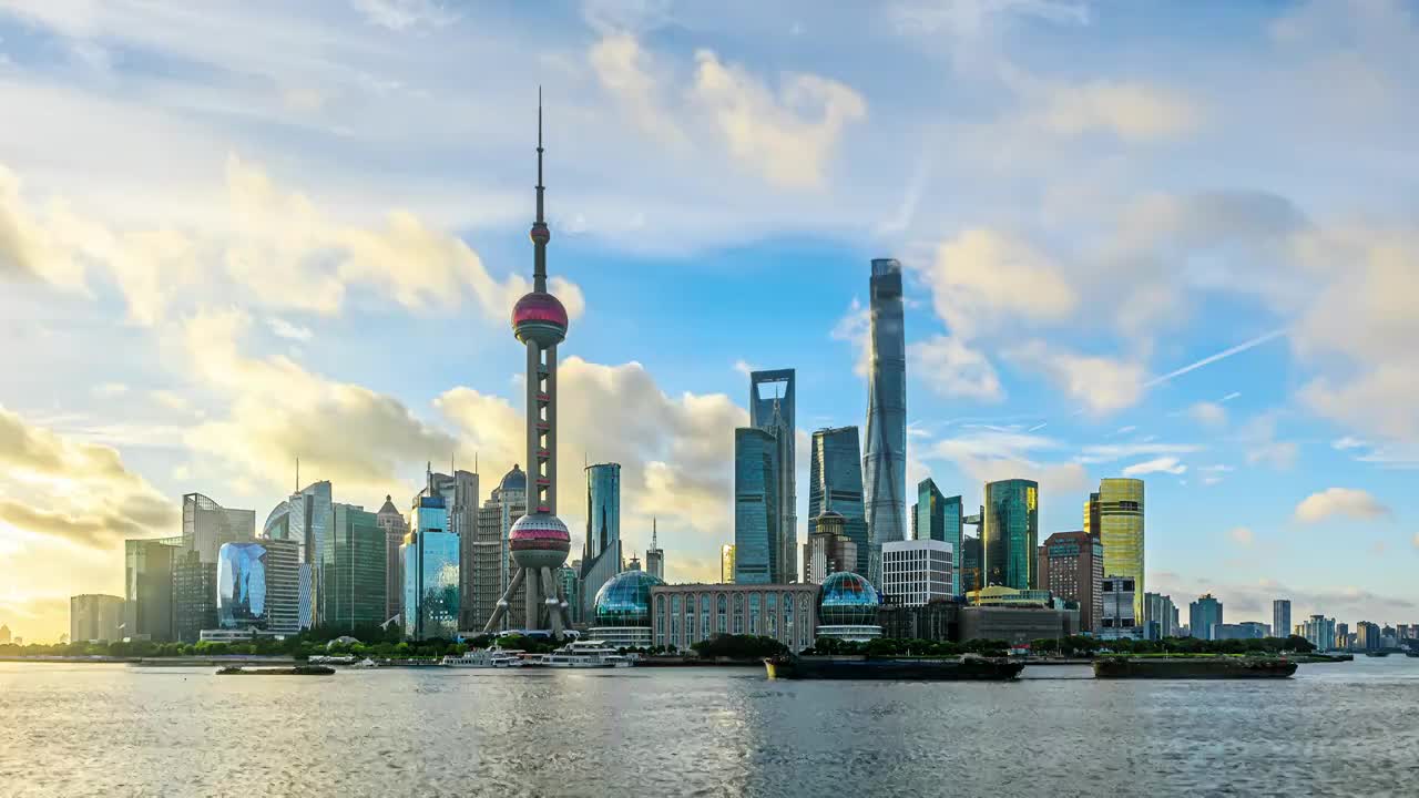 中国上海陆家嘴城市建筑风光和自然景观视频购买