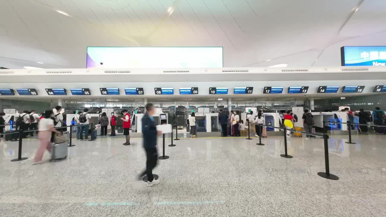 机场值机柜台延时摄影视频素材