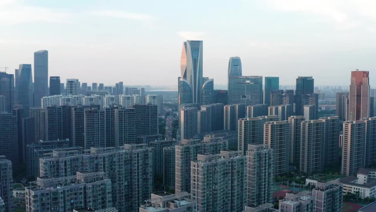 杭州钱江世纪城航拍视频素材