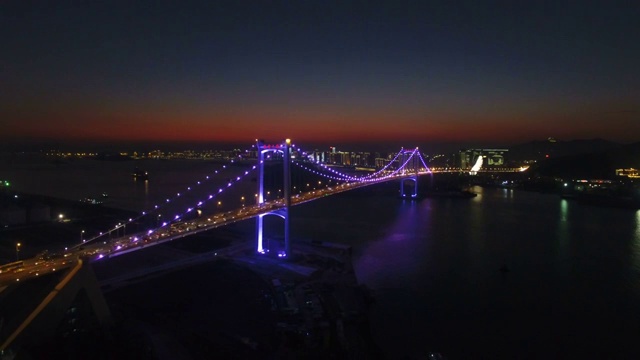 厦门航拍海沧大桥夜景视频素材