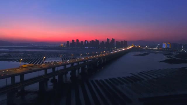厦门杏林大桥夜景航拍视频素材