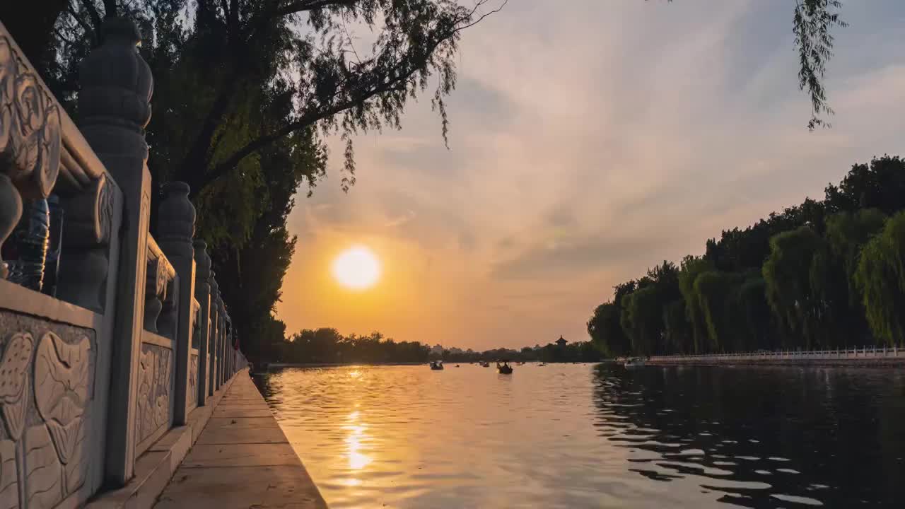 北京什刹海晚霞视频素材