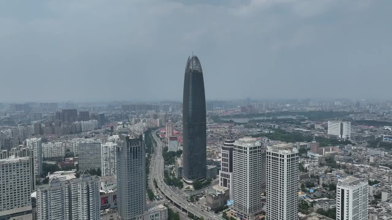 中国山东济南绿地普利中心航拍视频素材