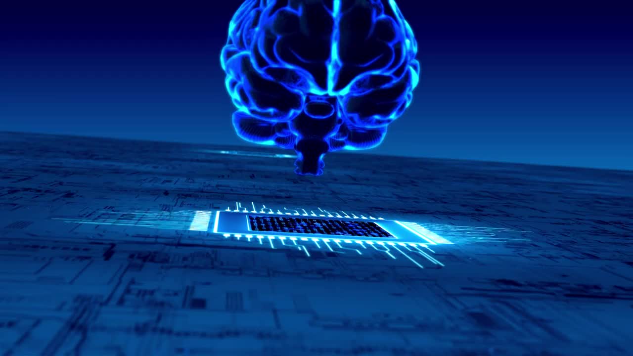 智慧大脑人工智能数据运算芯片视频素材