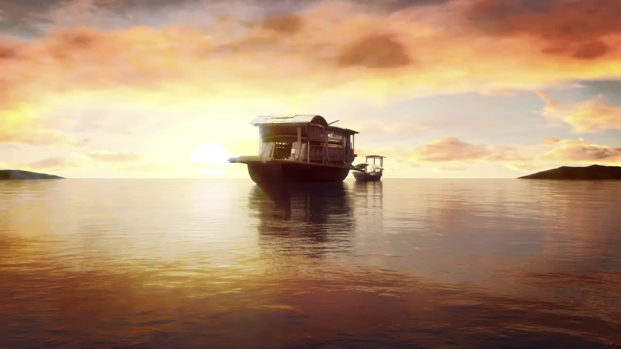 红色嘉兴南湖的红船视频素材