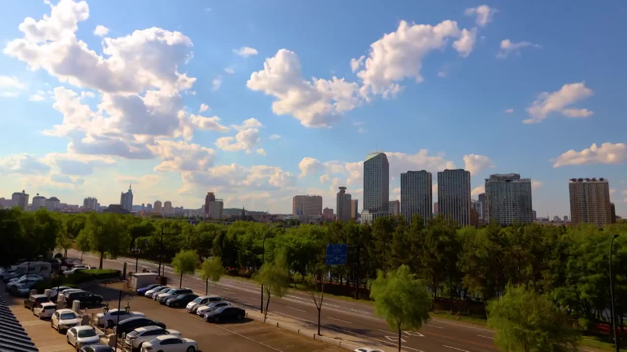吉林市城市建筑风光移动延时摄影视频下载