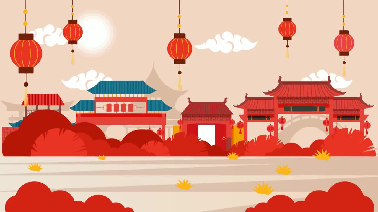 中国风卡通循环动态视频视频下载