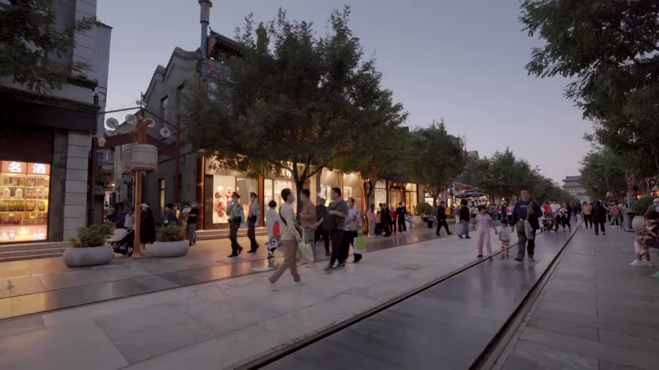 前门商业街夜景视频下载