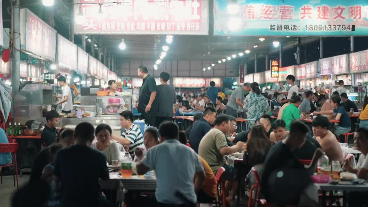 夜市众生相小吃街步行街夜宵美食吃饭市井（合集）视频下载