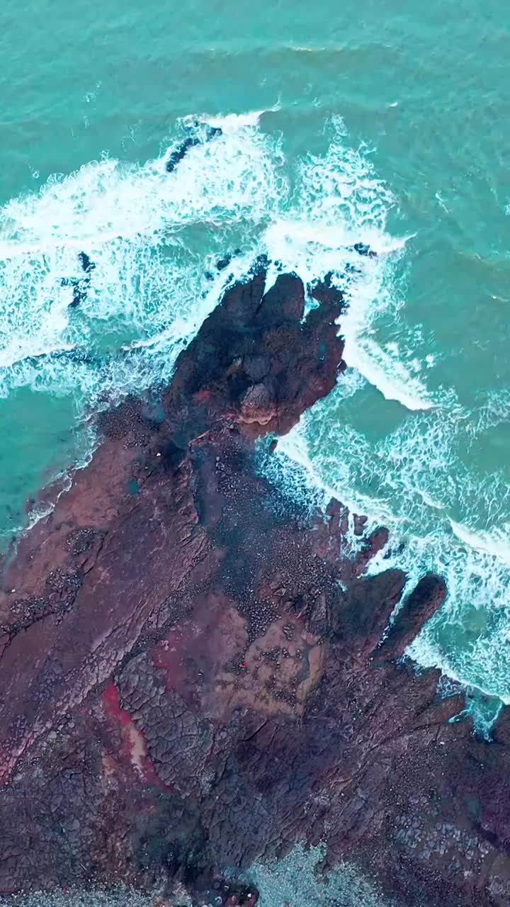 白塘湾火山地质公园，火山石与海水视频下载