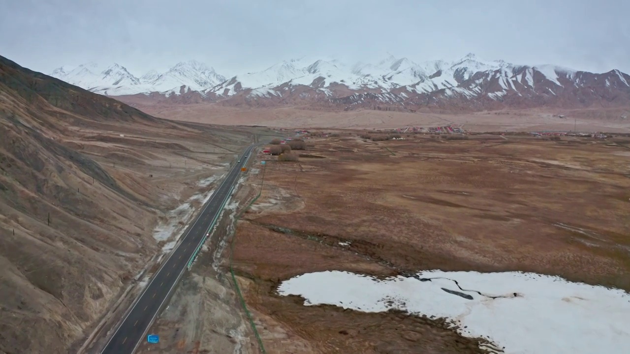 南疆的公路，荒原上的路视频下载