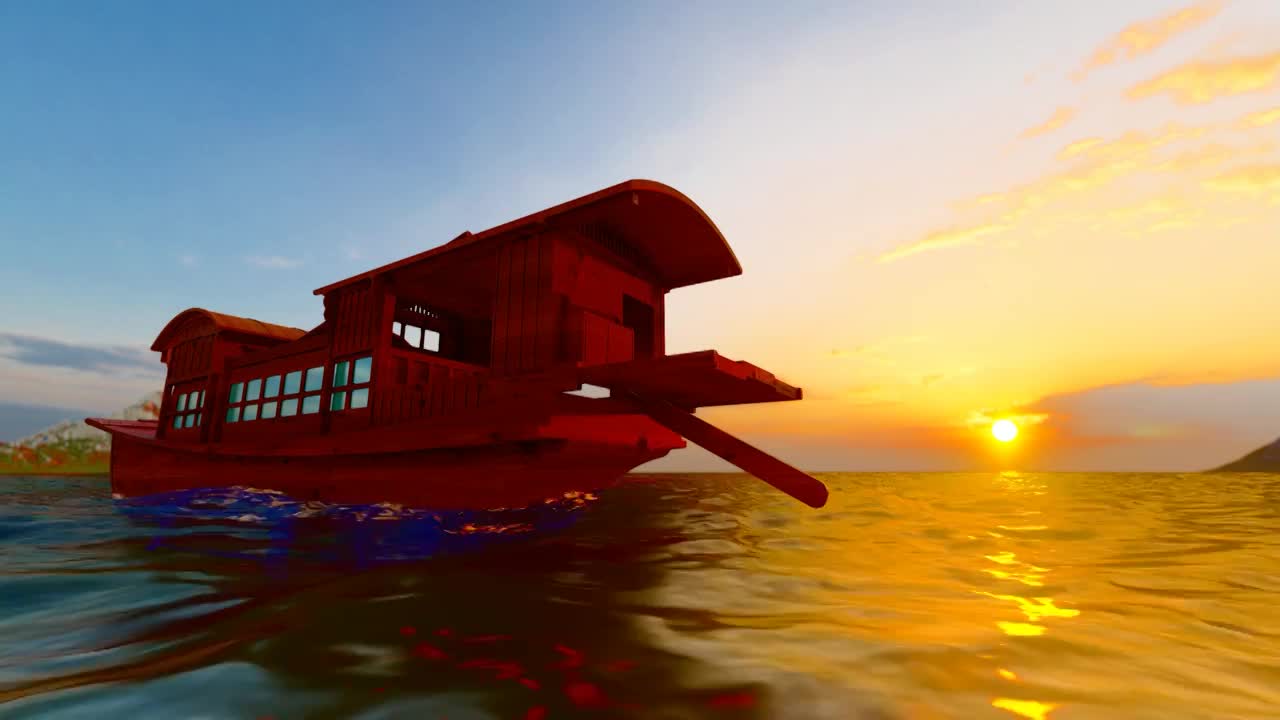 夕阳下的嘉兴南湖红船（合集）视频下载