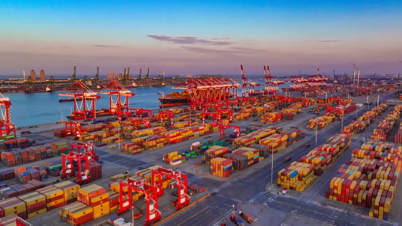天津港港口码头货运延时视频下载