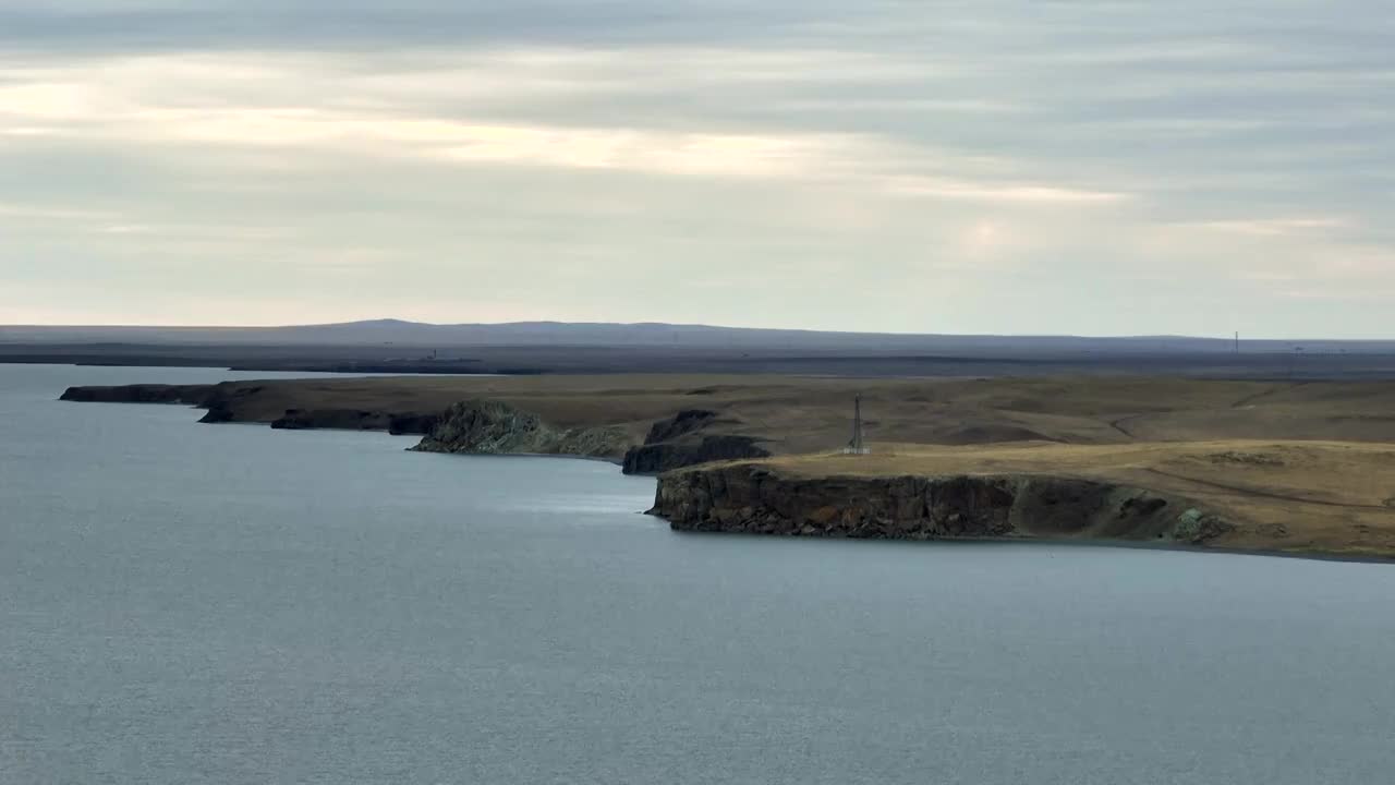 呼伦湖断崖自然风景视频下载