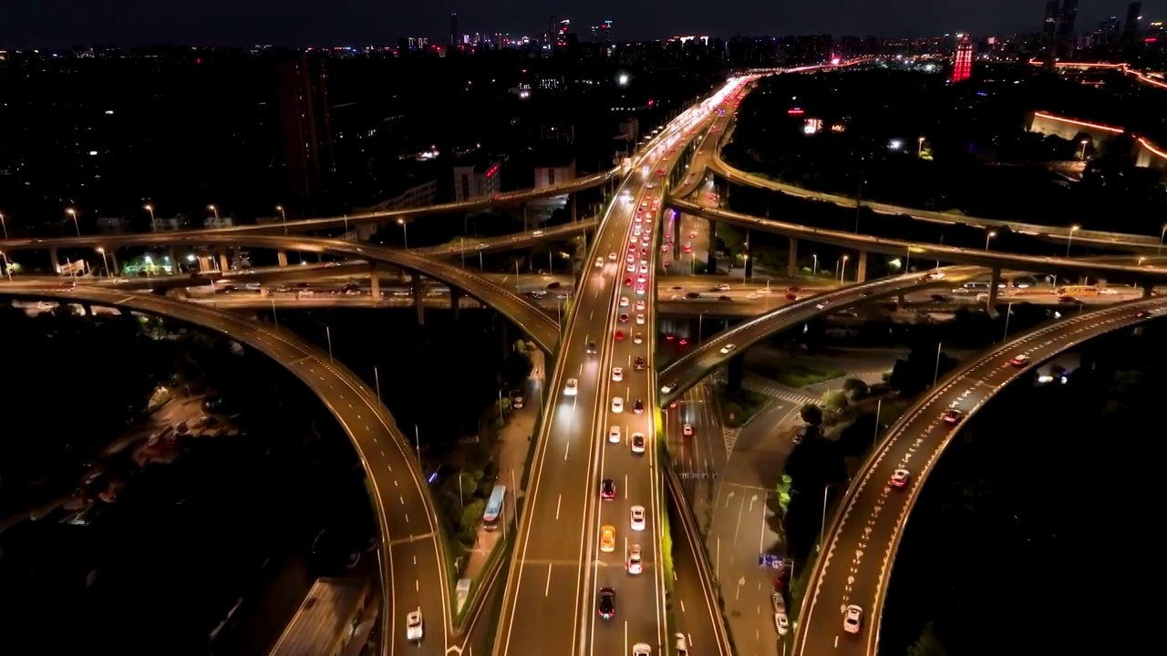 夜晚南京双桥门立交桥车流视频素材