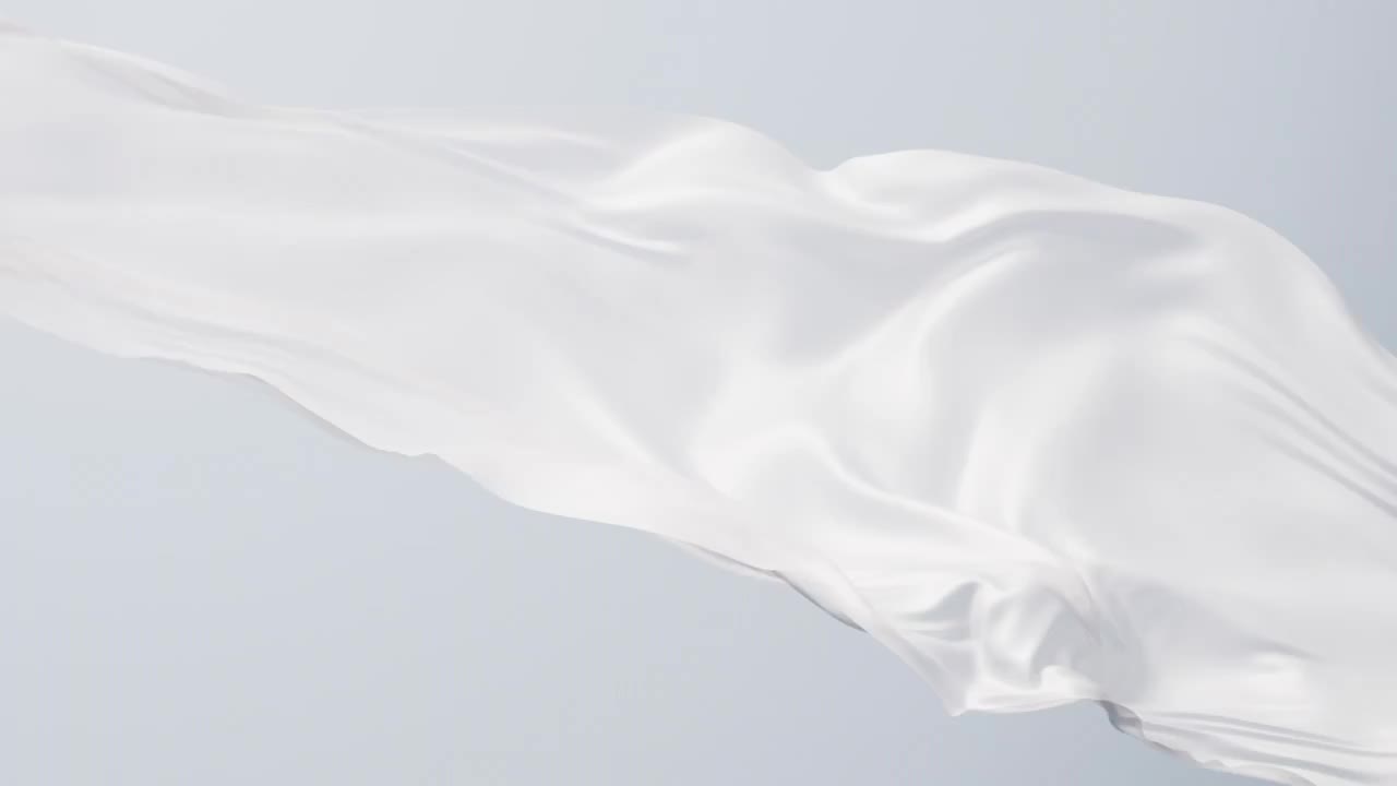 飘动的白色布料3D渲染视频素材