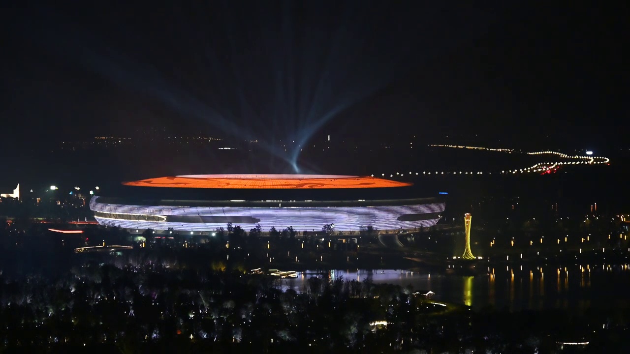 成都东安湖大运会灯光秀视频素材