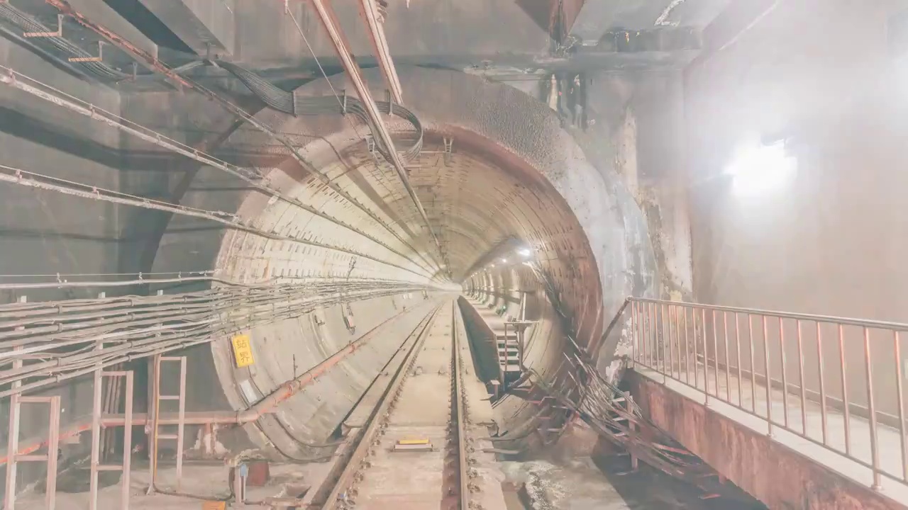 地铁在隧道内穿梭行驶延时，上海地铁15号线视频下载