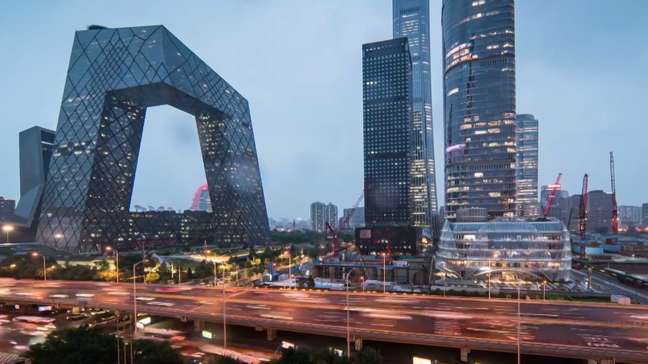 北京国贸CBD夜景延时摄影视频下载