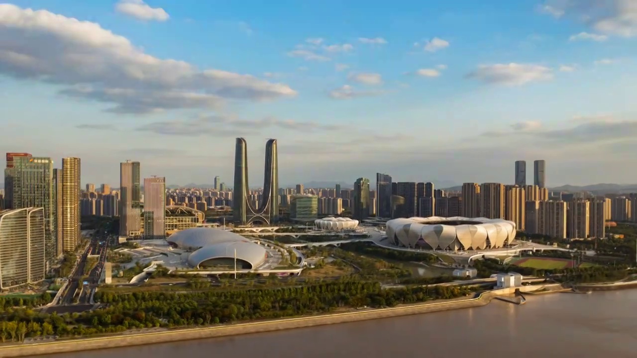 杭州亚运会场馆奥体中心视频素材