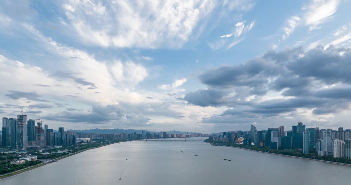 杭州钱塘江两岸城市风景视频下载