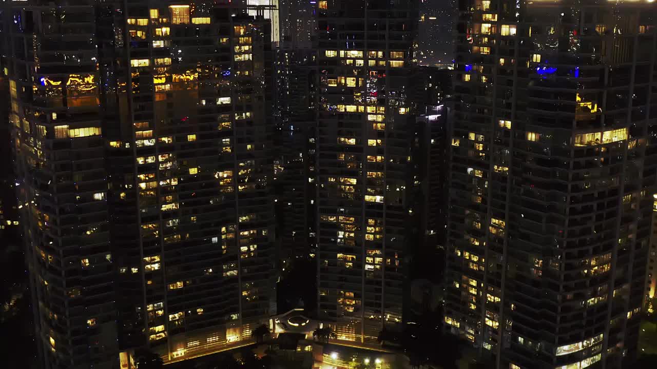 广州猎德珠江房地产金融楼盘夜景航拍视频下载