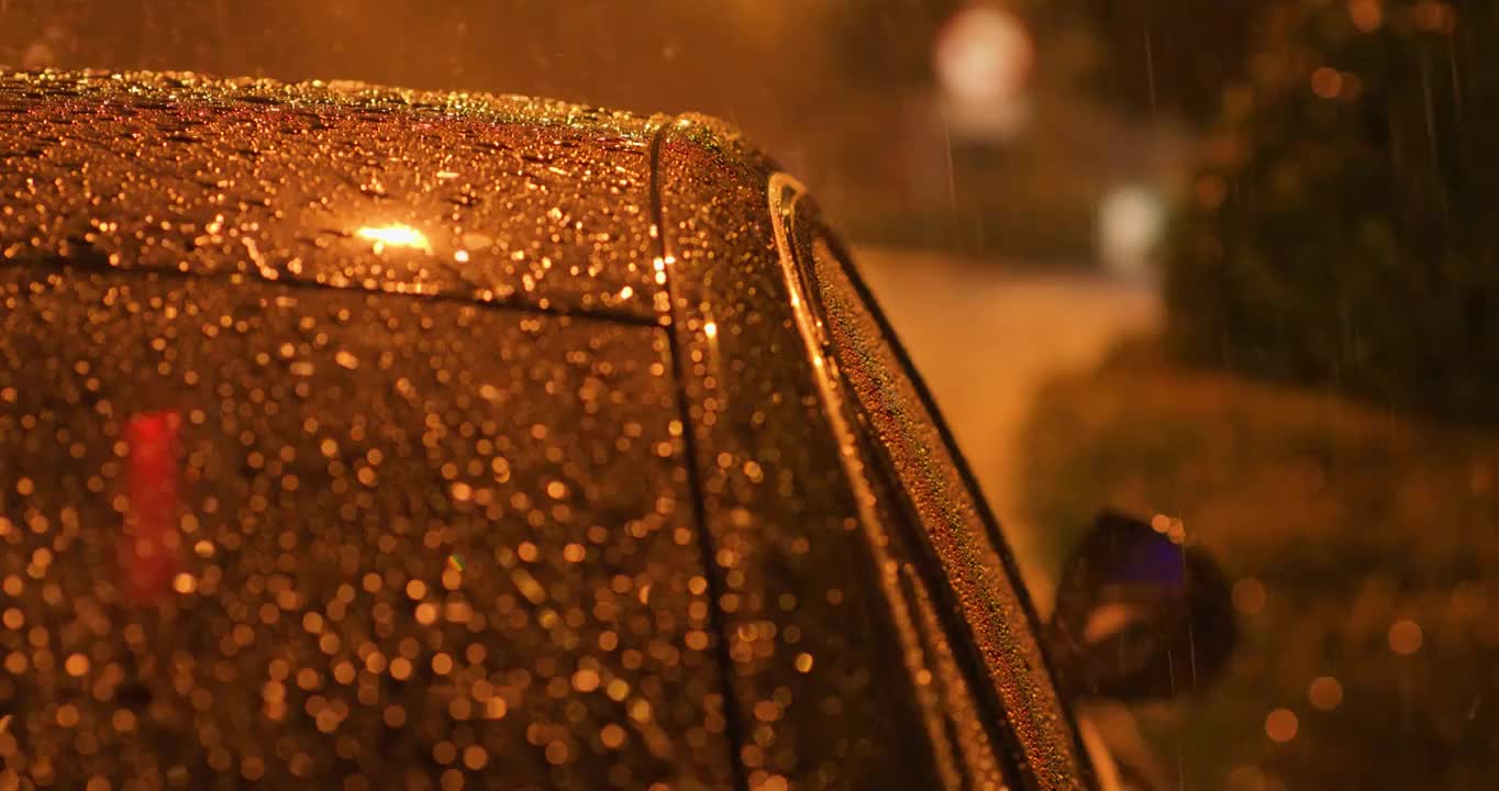 夜景下雨雨景视频素材