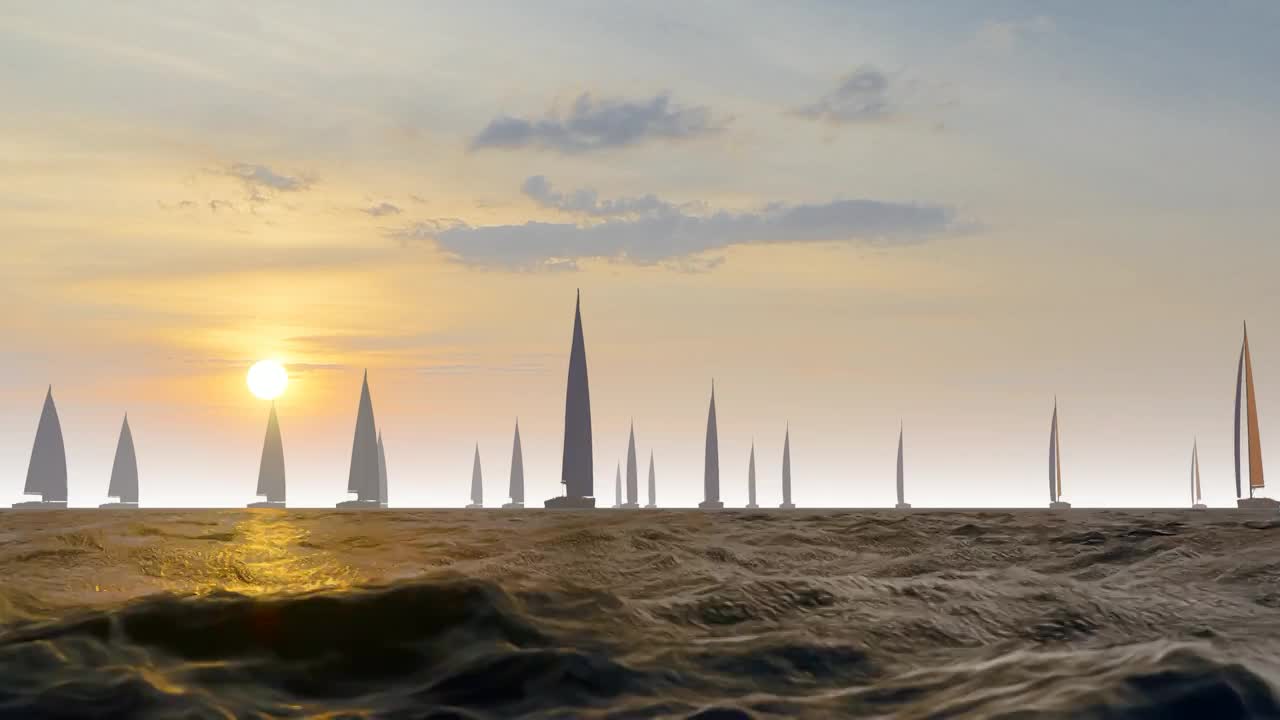 帆船扬帆远航未来商业成功发展航海梦想海面视频素材