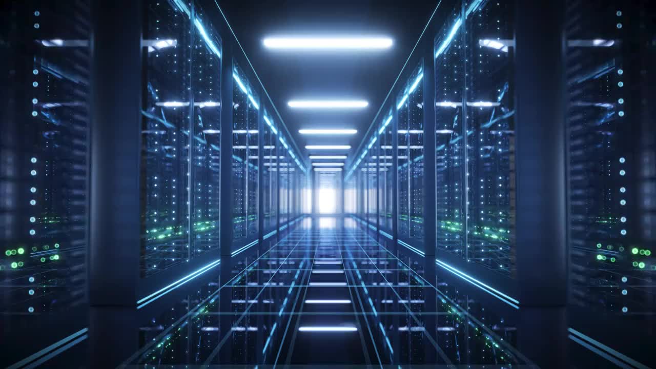 数据机房数字数据中心AI云计算存储服务器视频素材