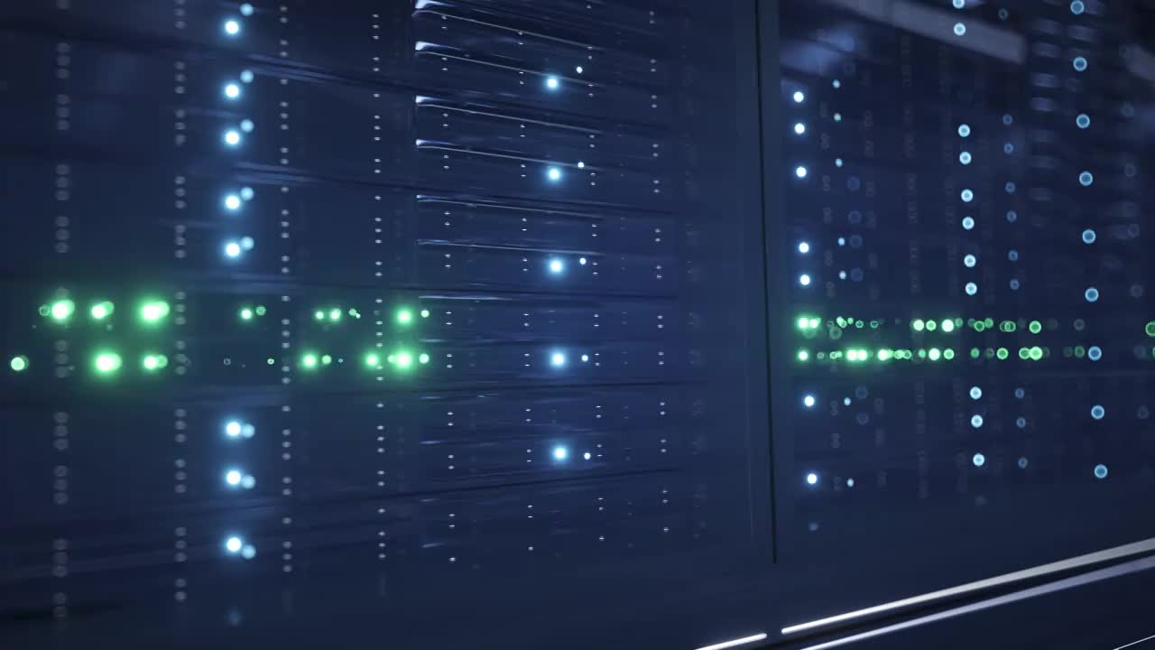 计算机器数据机房数字数据中心AI云计算存储服务器视频素材