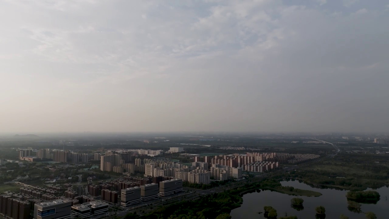 航拍北京昌平区早晨风光视频下载