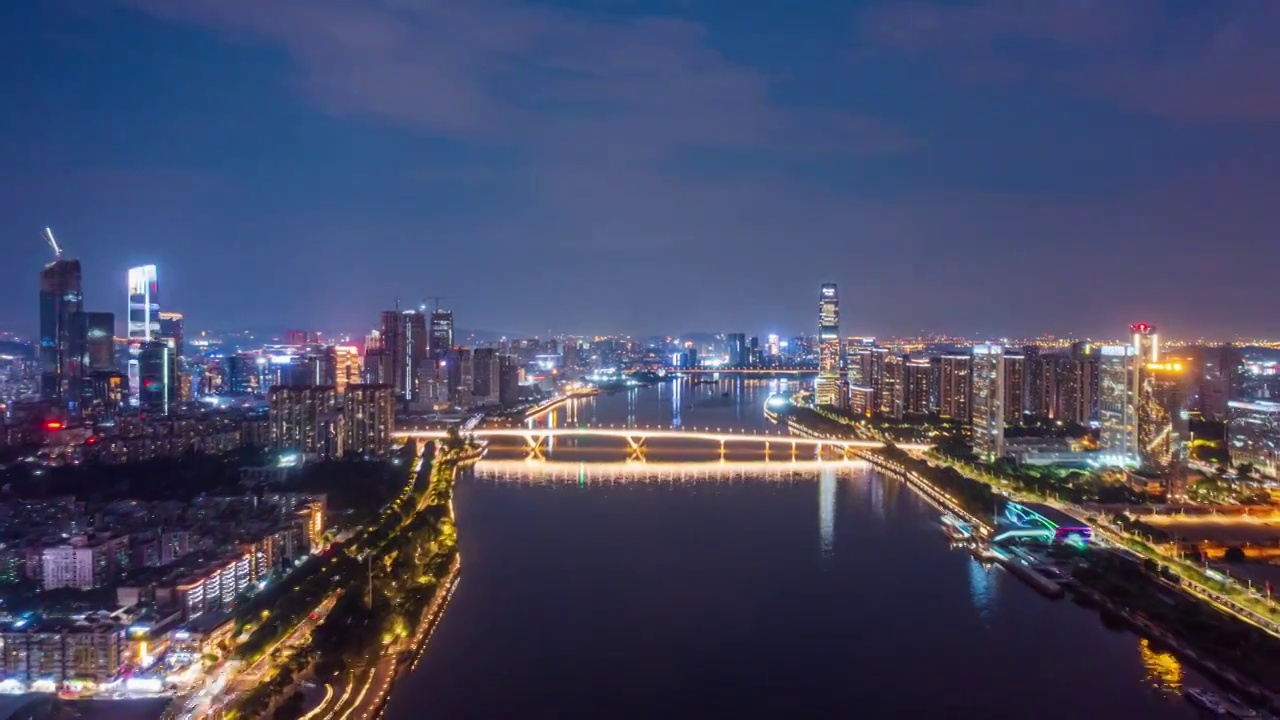 广州琶洲金融城夜景延时视频下载