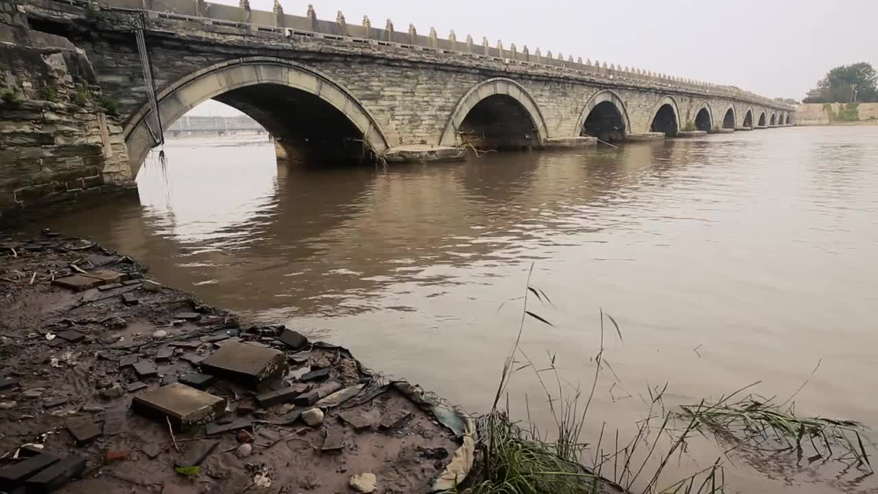 2023年洪水过后的卢沟桥视频下载