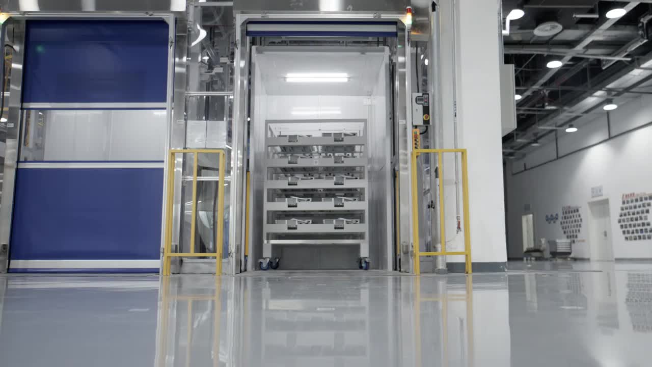机器人运送电子产品出电梯视频素材