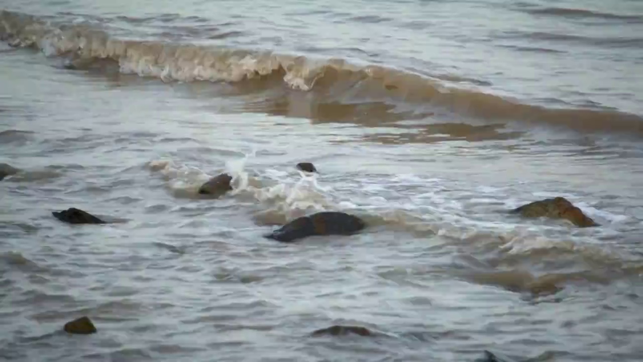 海浪拍打石块视频下载