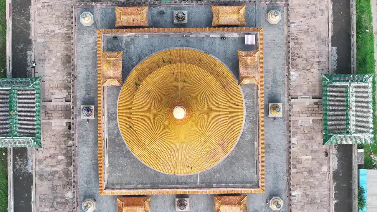 承德普乐寺磬锤峰建筑风光航拍视频素材
