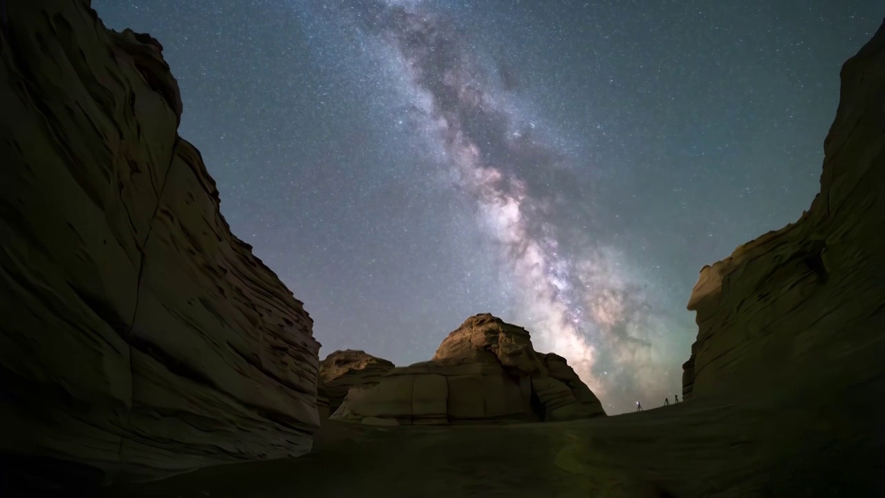星空延时：新疆大海道地貌与银河视频素材