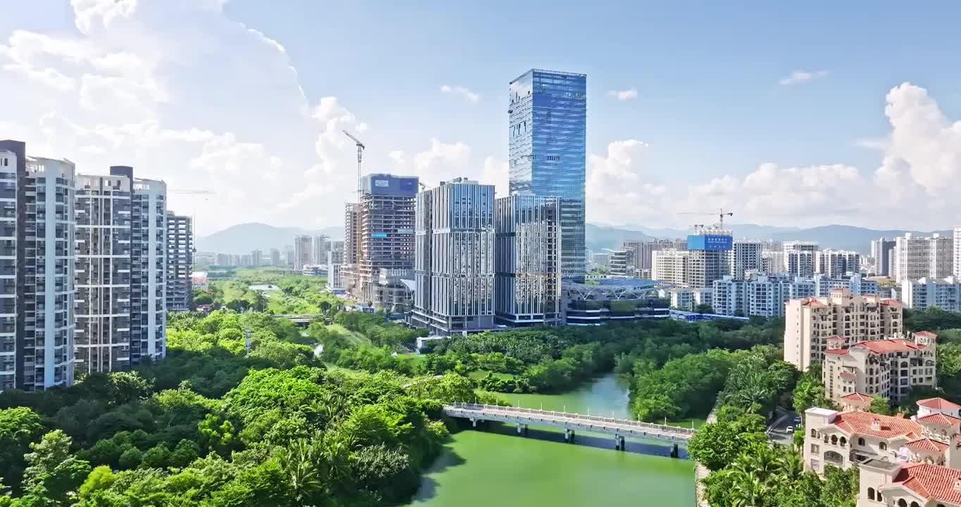 海南三亚吉阳区中央商务区城市风光视频下载