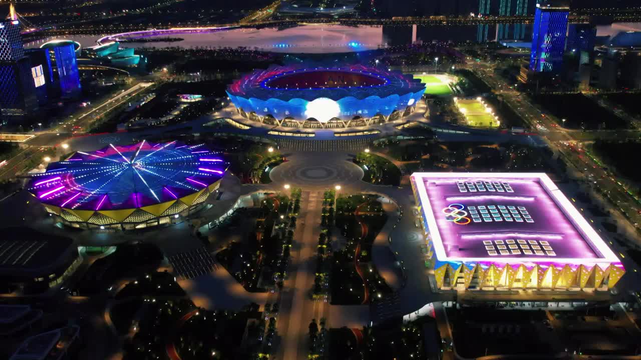 体育场西安奥体中心浐灞奥林匹克奥运五环视频下载