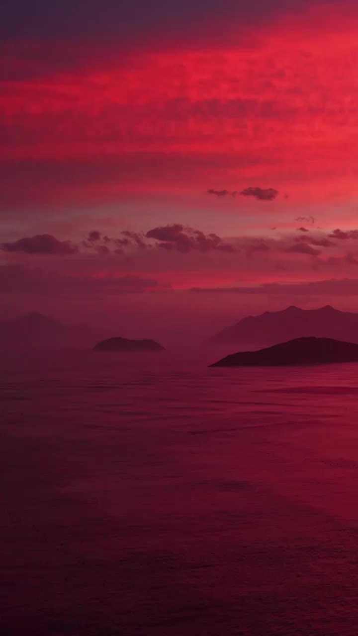 火红的晚霞，霞浦东壁的夕阳，浪漫的晚霞视频素材